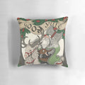 Nordic Santa green holiday pillow with reindeer, axe, and Odin-inspired design