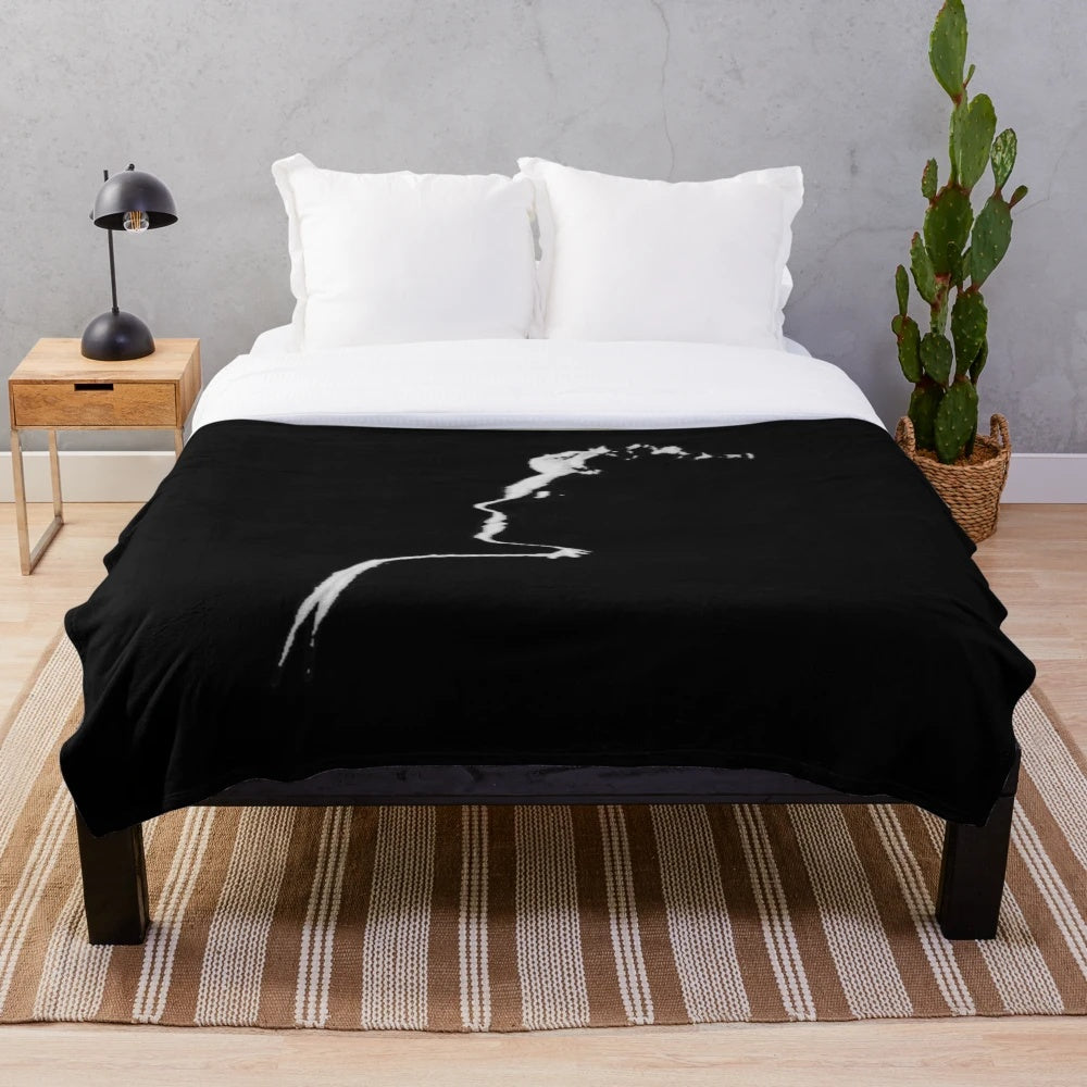 Norma Desmond inspired plush blanket with black and white silhouette design
