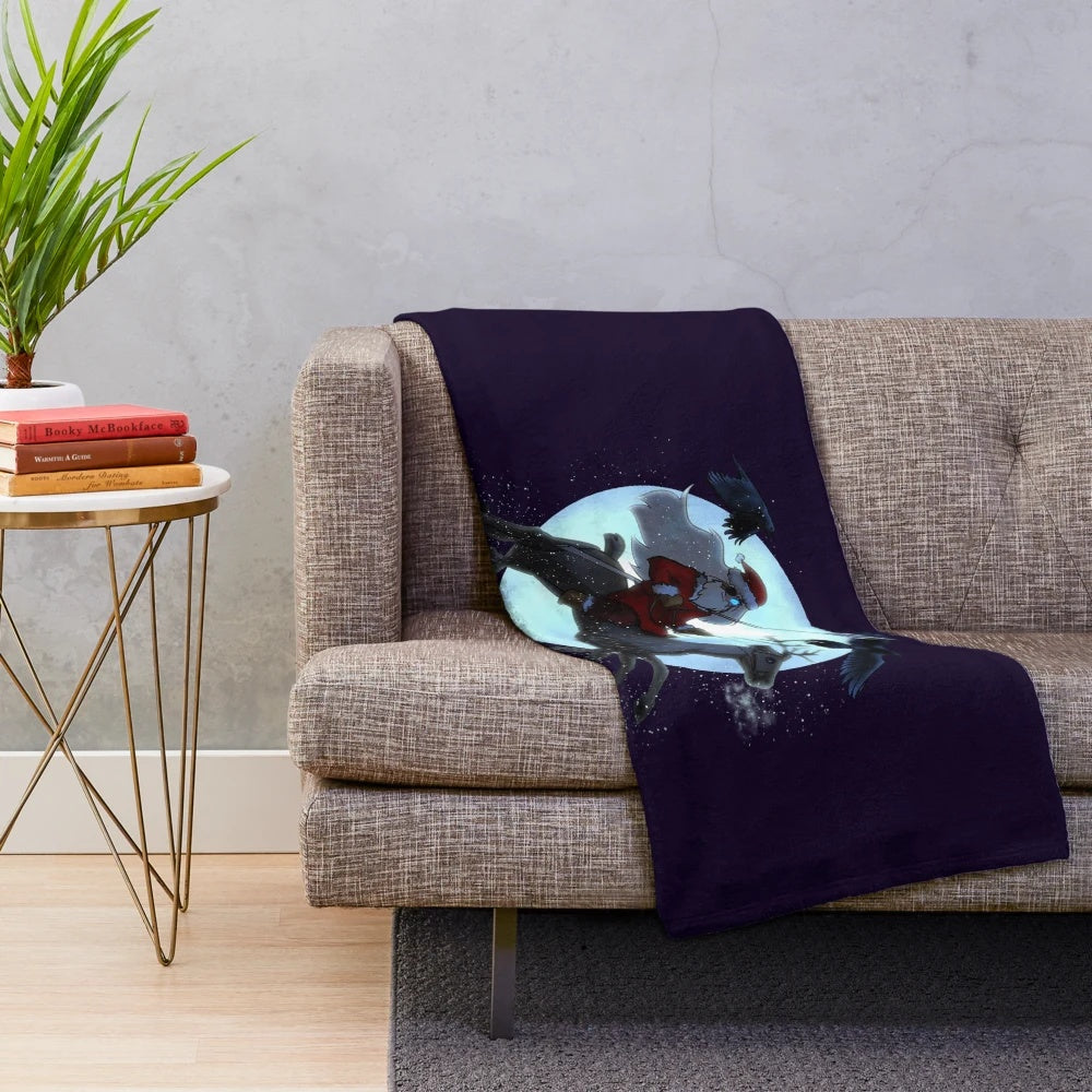 Odin, the Norse god, depicted on a dark plush blanket