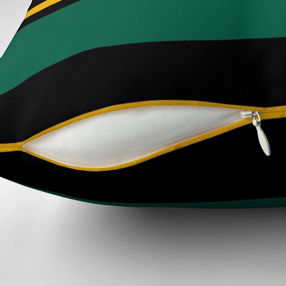 Northampton Saints rugby-themed pillow in team colors