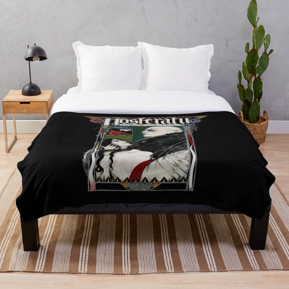 Nosferatu inspired Kinski plush blanket featuring the iconic German horror movie character