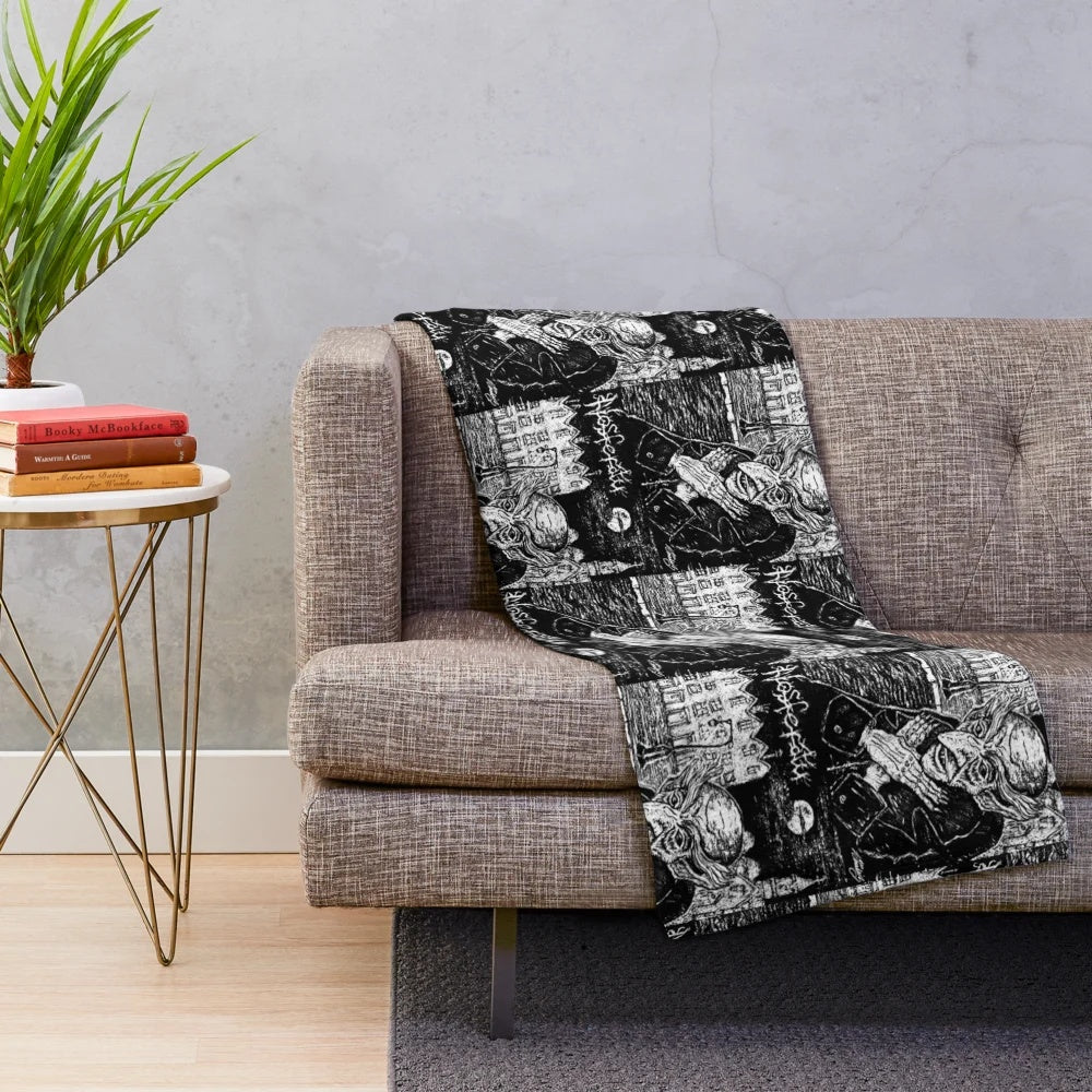 Nosferatu-inspired plush blanket featuring the iconic vampire from the silent film