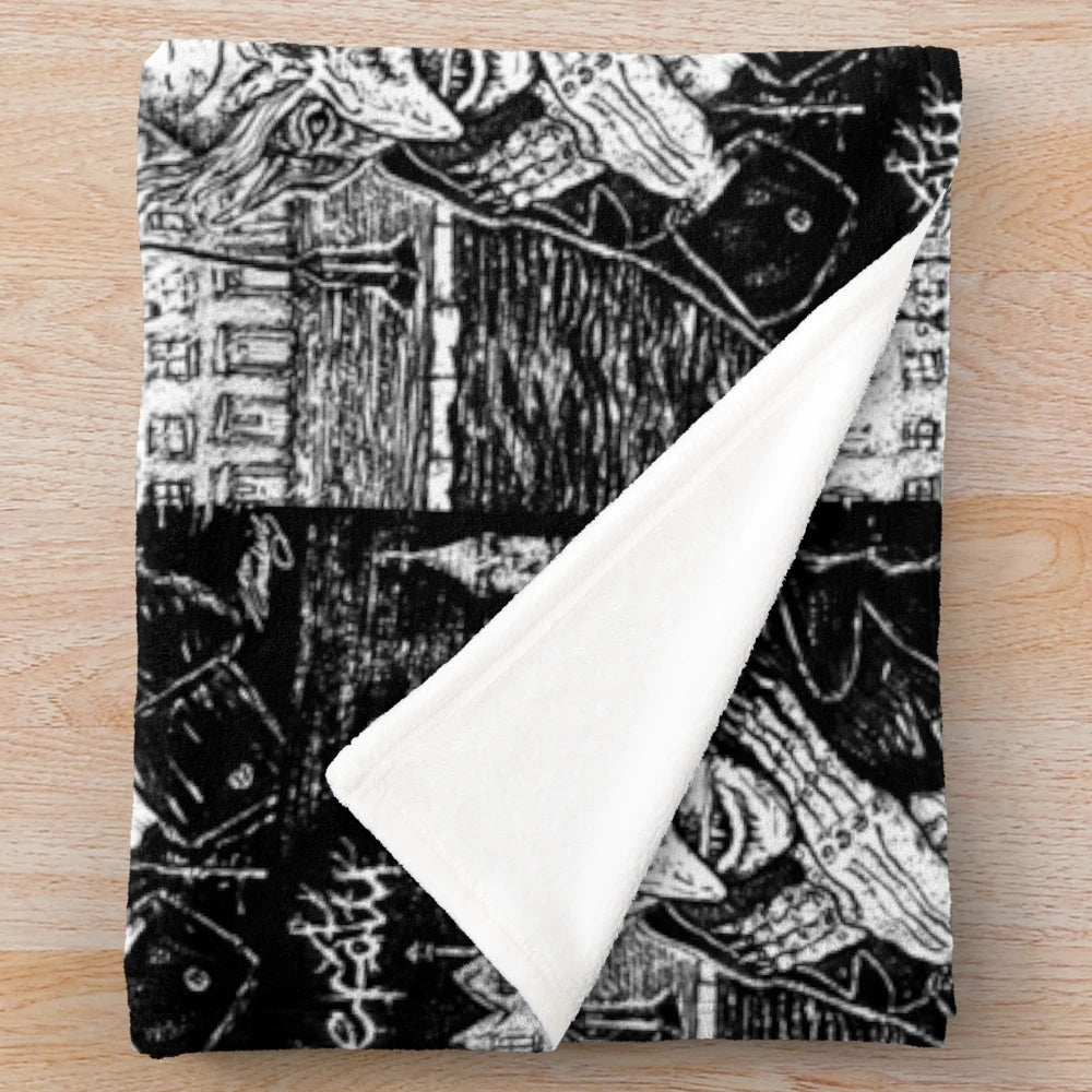 Nosferatu-inspired plush blanket featuring the iconic vampire from the silent film