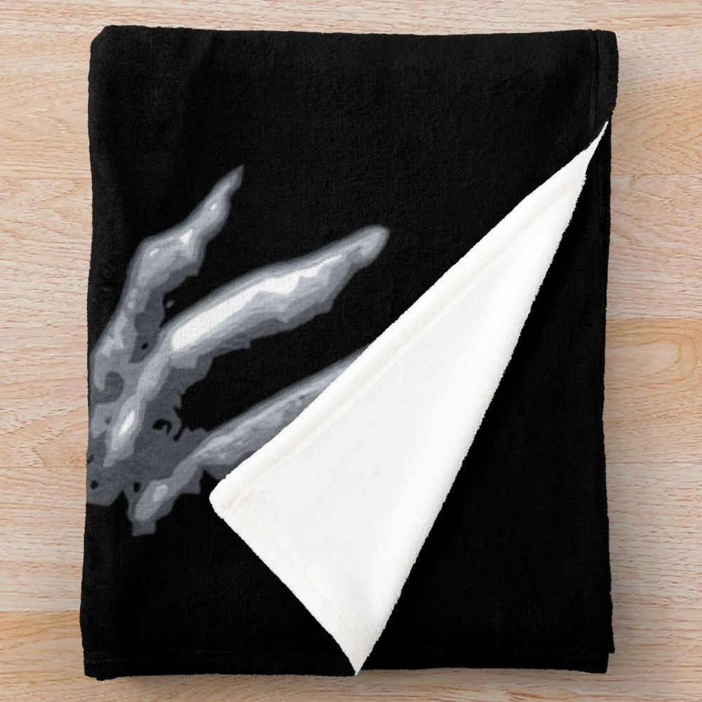 Nosferatu-inspired black and white plush blanket featuring the iconic vampire character