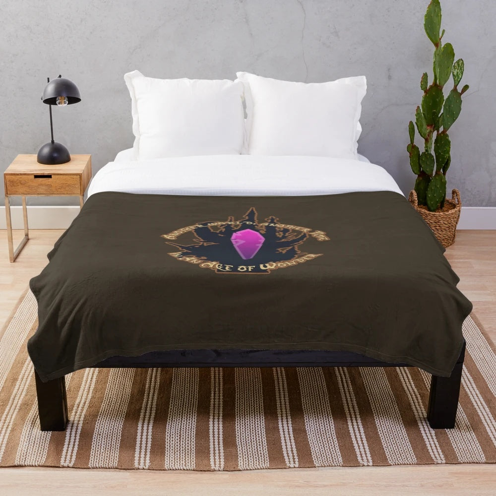 Dark Crystal inspired nostalgic plush blanket featuring Aughra, Fizzgig, and other beloved characters