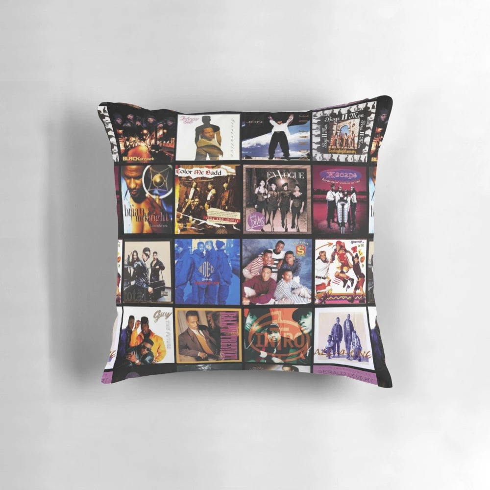 Comfortable pillow featuring retro 90s R&B album artwork