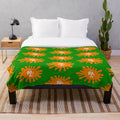 Nostalgic 90s retro TV plush blanket featuring iconic pop culture elements