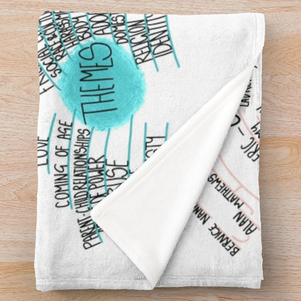 Boy Meets World inspired plush blanket with a mind map design in pastel colors