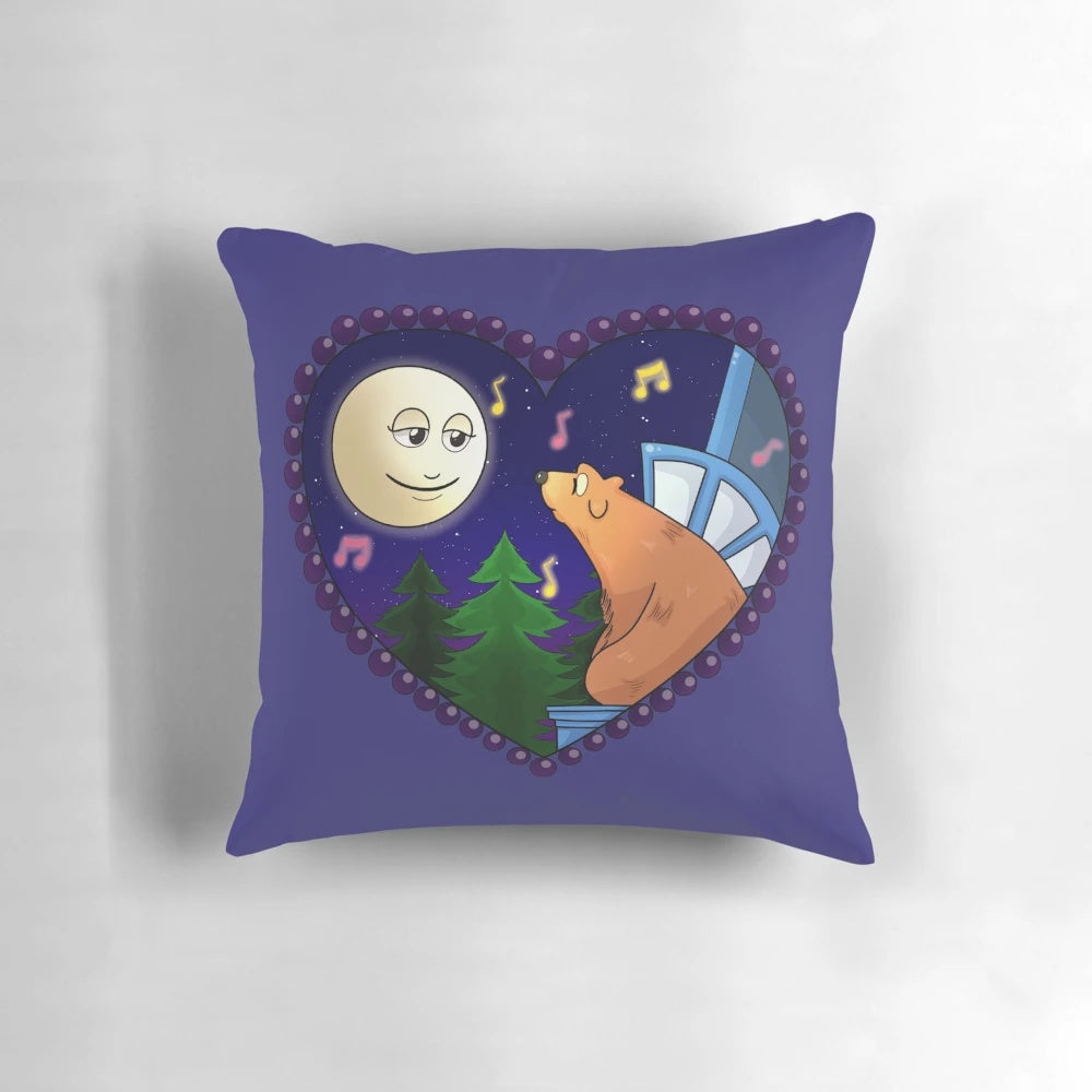 Soft, plush pillow featuring the moon, a bear, and the Big Blue House from the classic children's TV show.