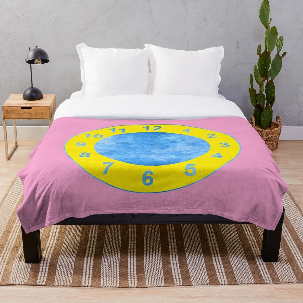 Nostalgic Clock Rug Plush Blanket inspired by The Big Comfy Couch TV show