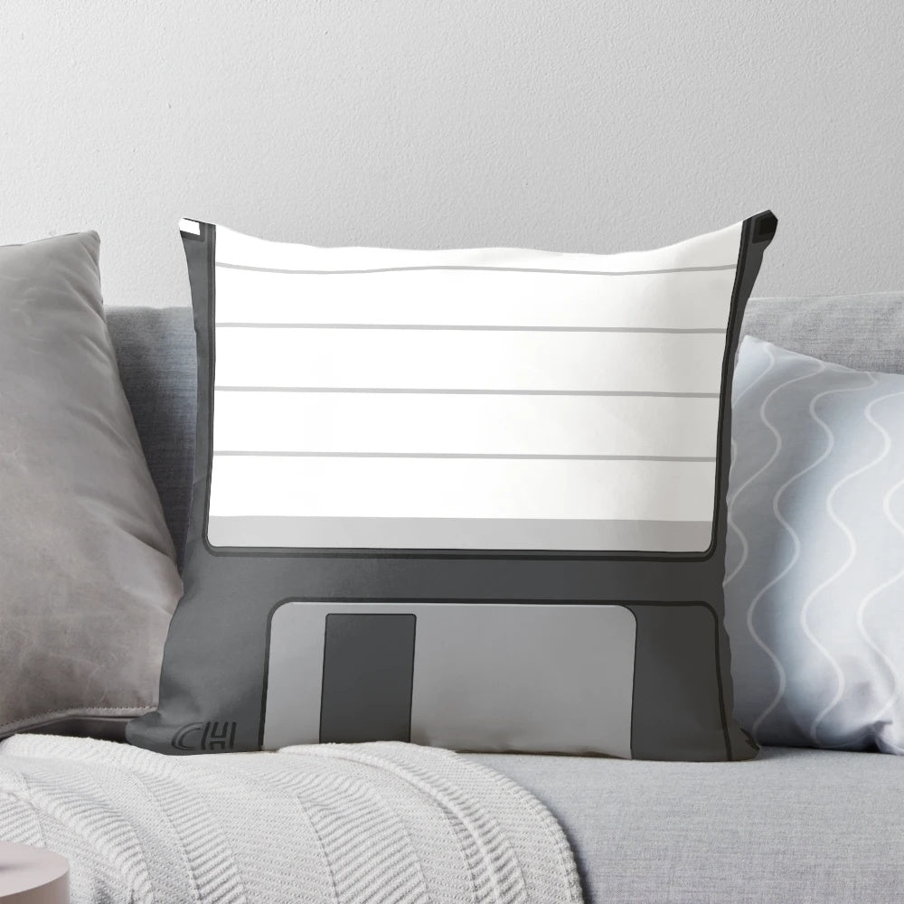 Floppy disc 3.5 inch pillow, a retro computer-themed square cushion