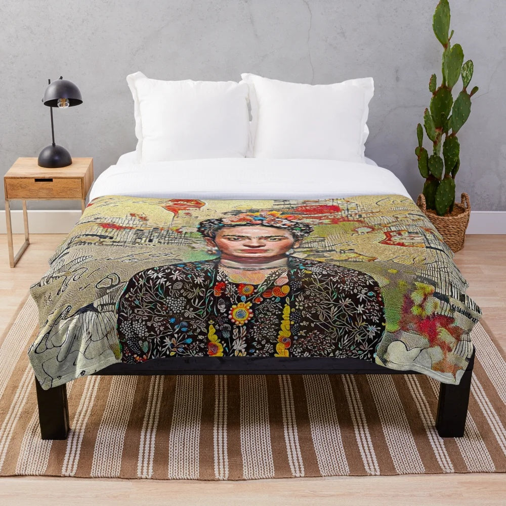 Frida Kahlo inspired plush blanket