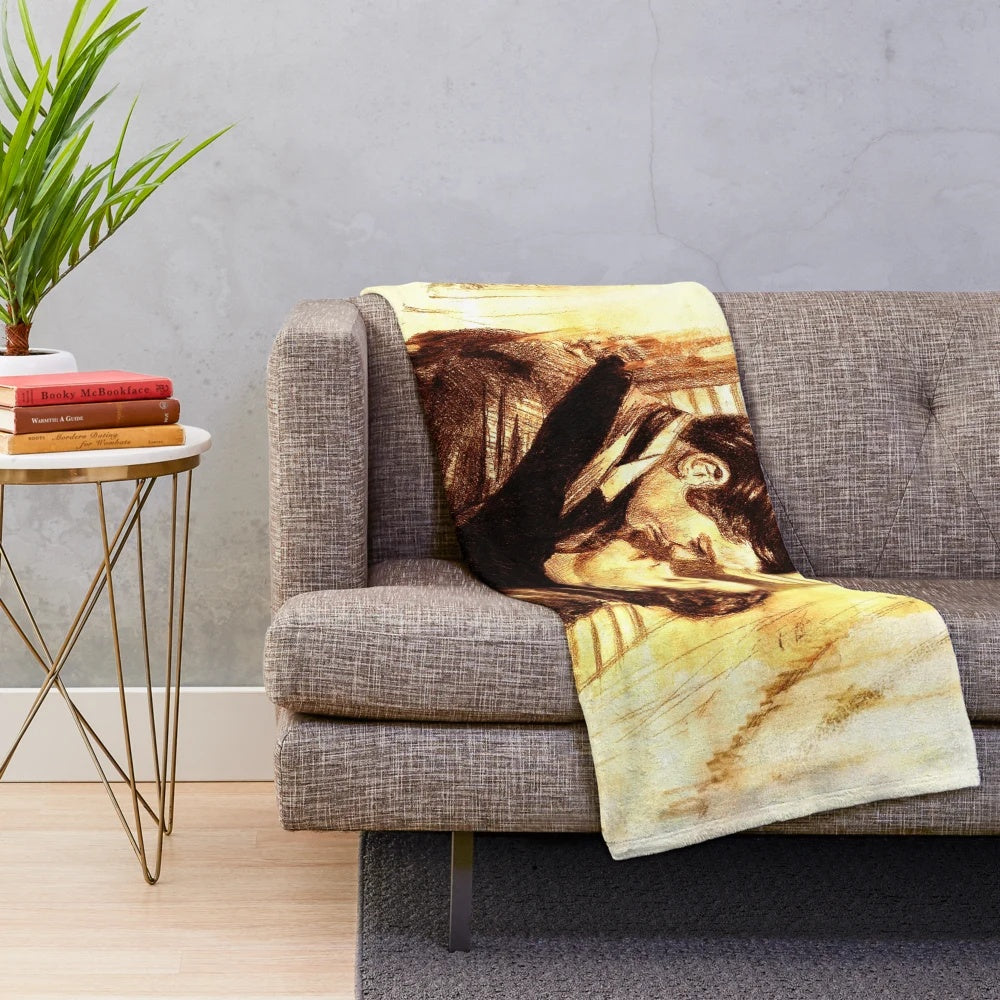 Gone with the Wind themed plush blanket with classic movie imagery