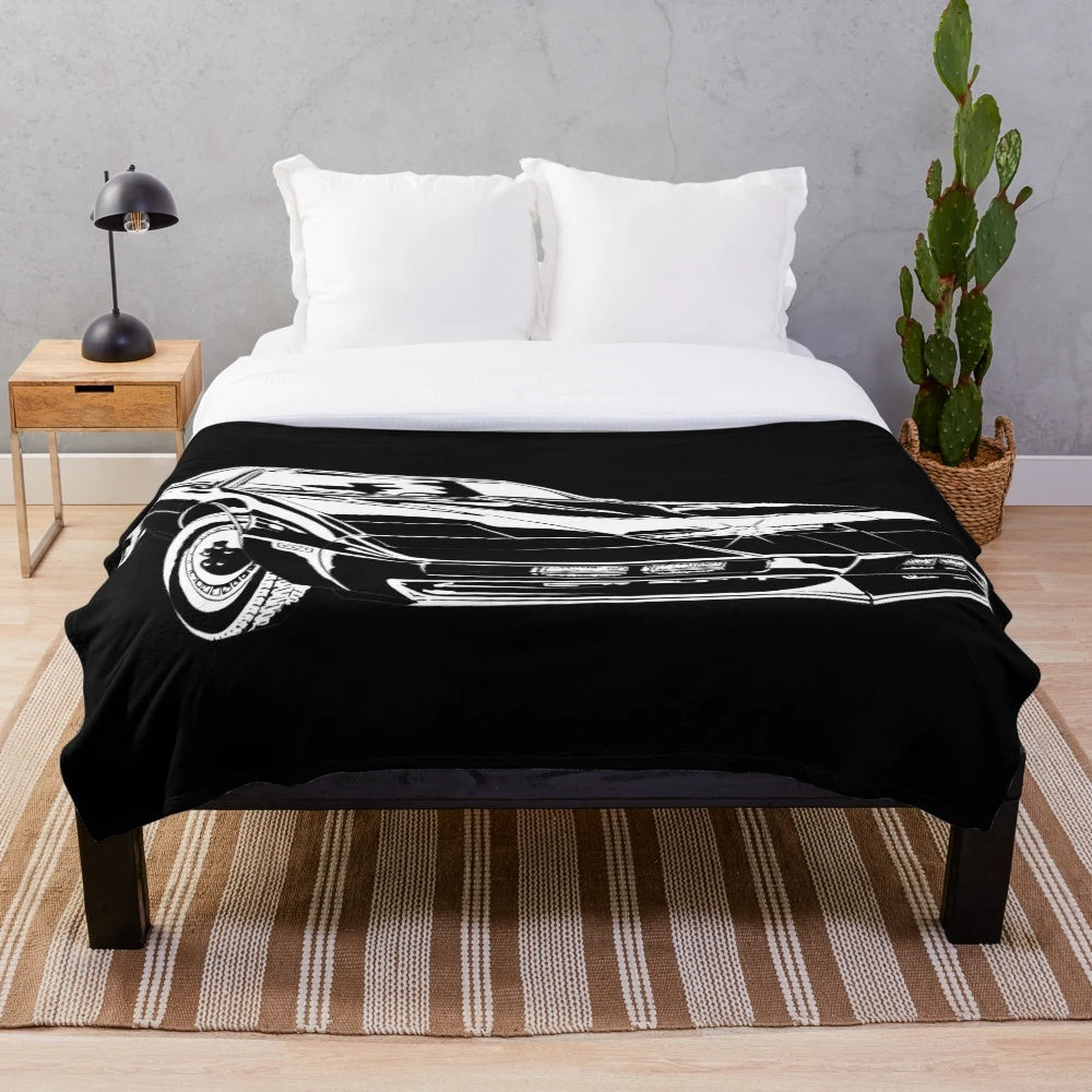 Knight Rider K.I.T.T. inspired plush blanket with retro 80s design