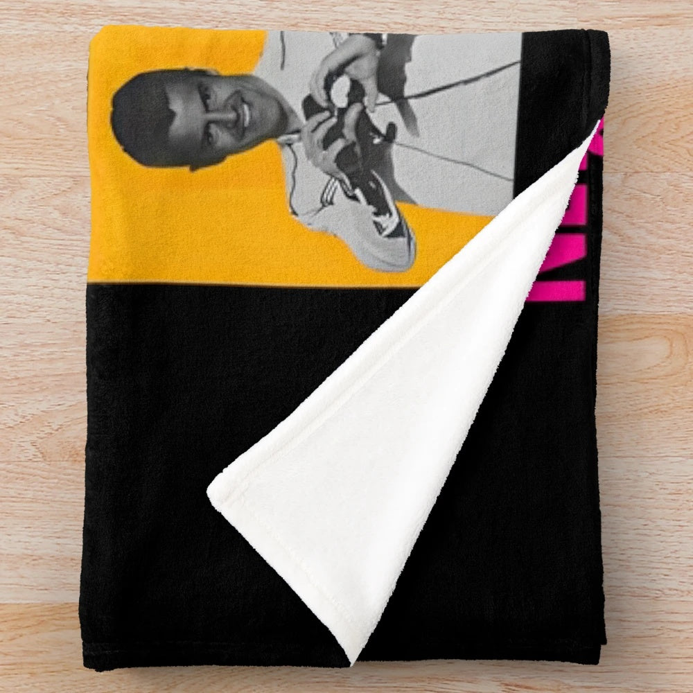 Retro New Kids on the Block plush blanket with vintage band tee design