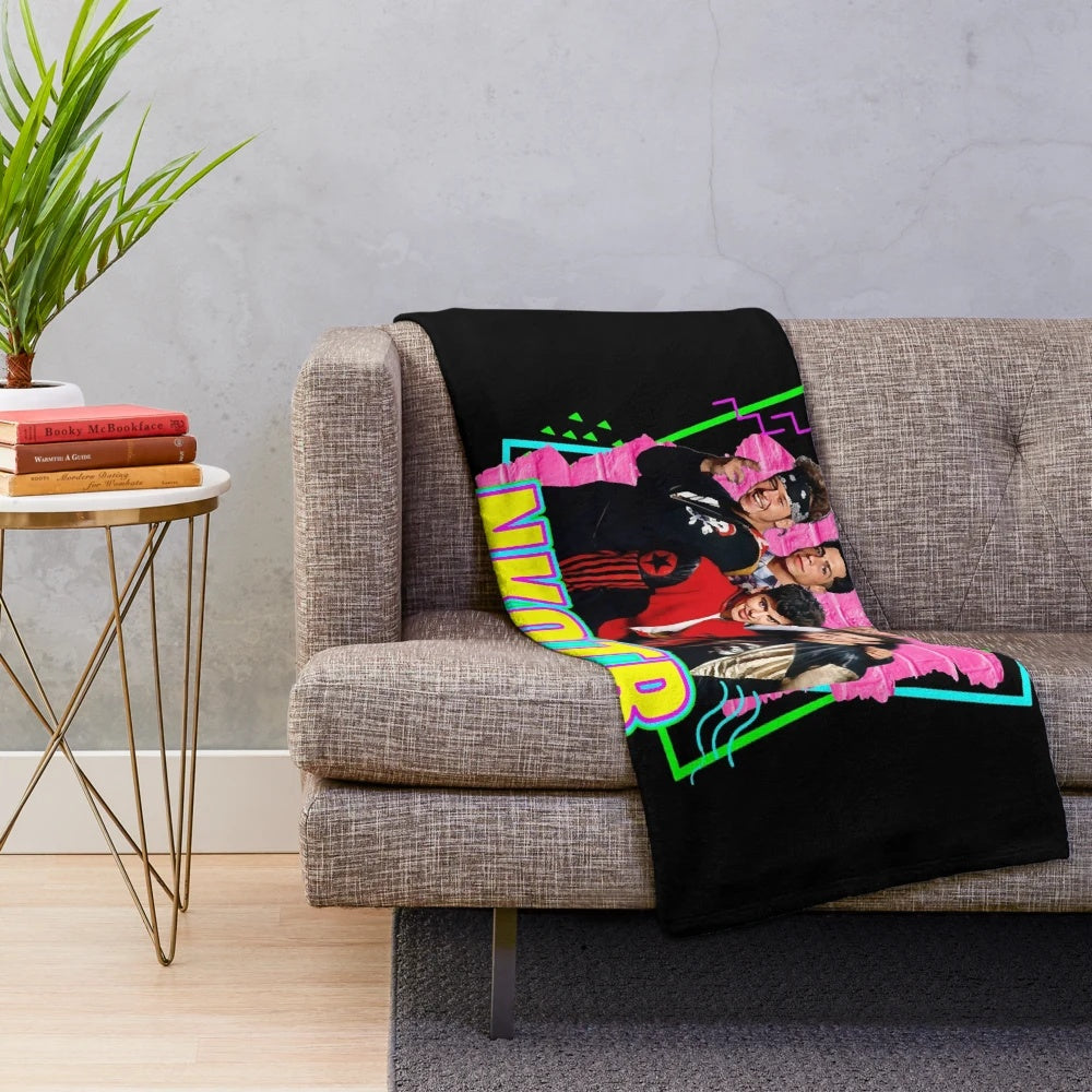 Plush blanket featuring the iconic New Kids on the Block band logo