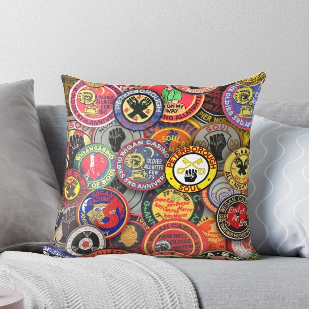Retro northern soul music-inspired pillow
