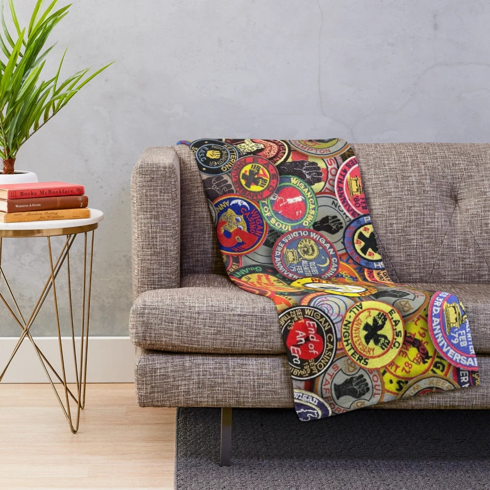 Northern Soul Plush Blanket with Retro Music and Dance Motifs