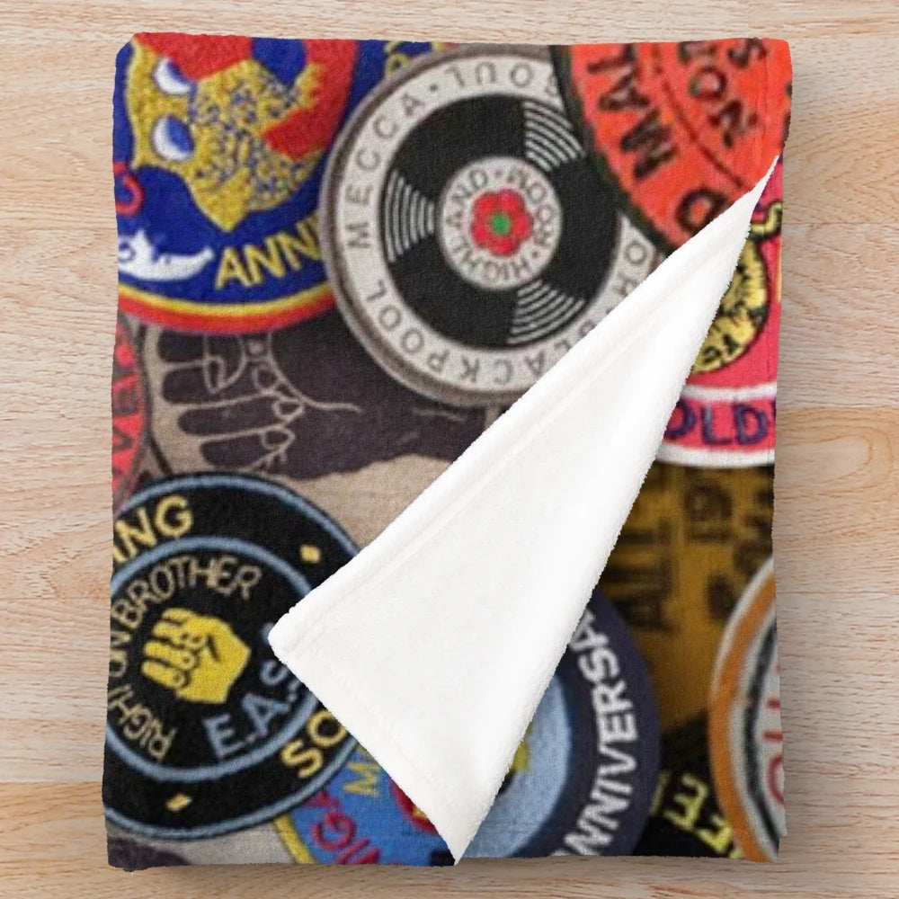 Northern Soul Plush Blanket with Retro Music and Dance Motifs