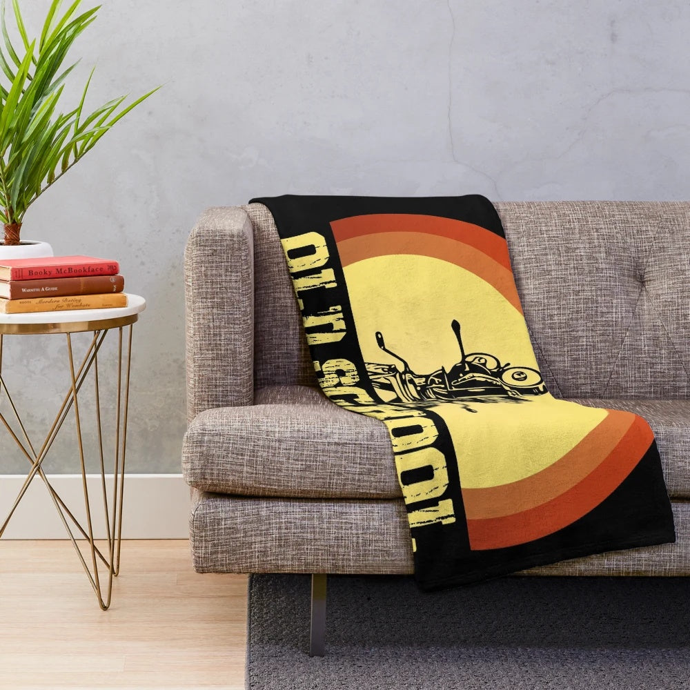 Cozy plush blanket featuring a vintage film camera and old school filmmaking theme