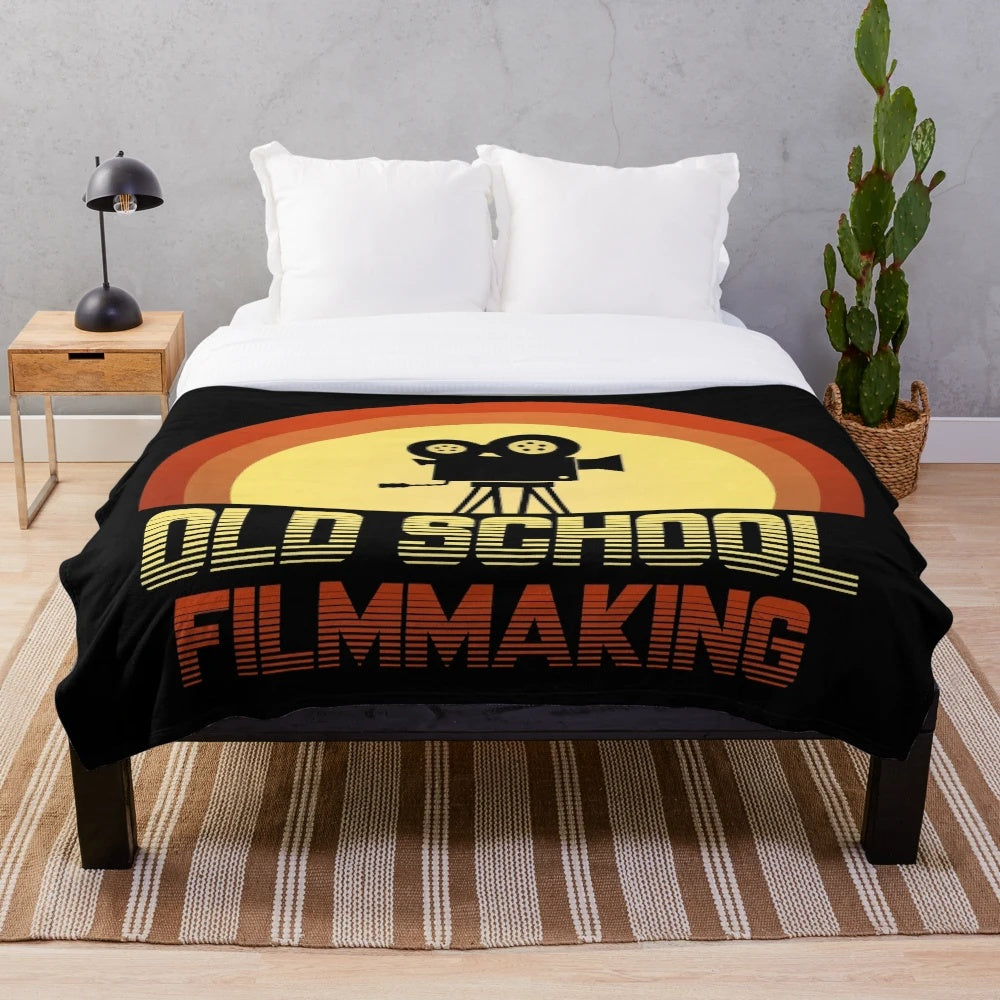 Old school filmmaking plush blanket for cinema enthusiasts