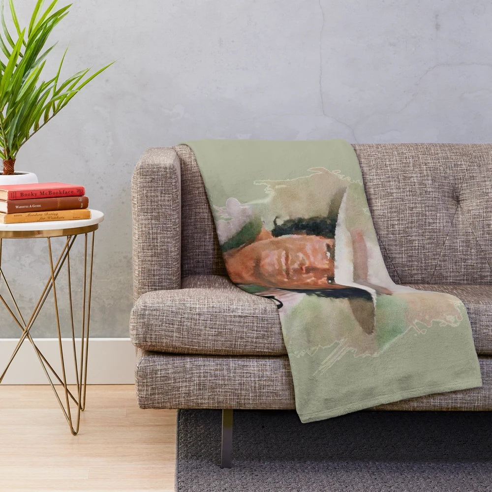 Pa Ingalls inspired plush blanket featuring iconic Little House on the Prairie imagery