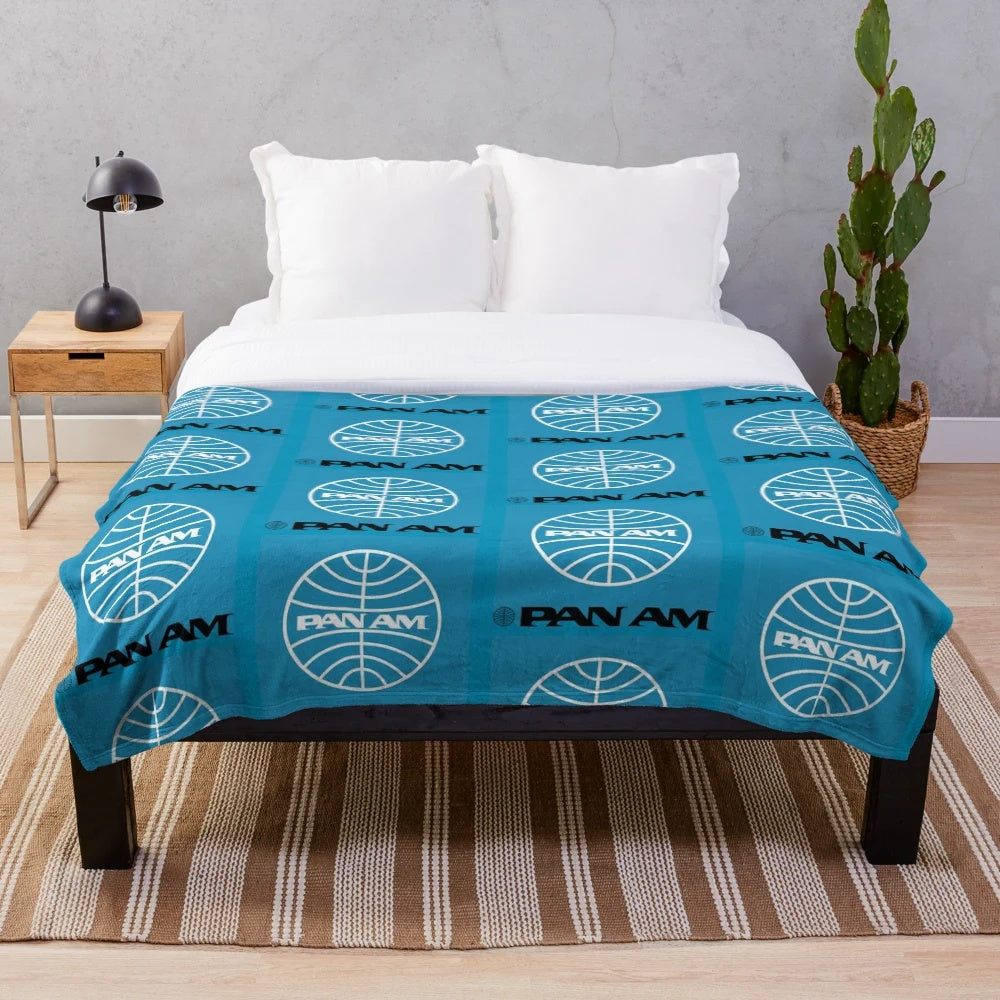 Cozy Pan Am-inspired retro plush blanket