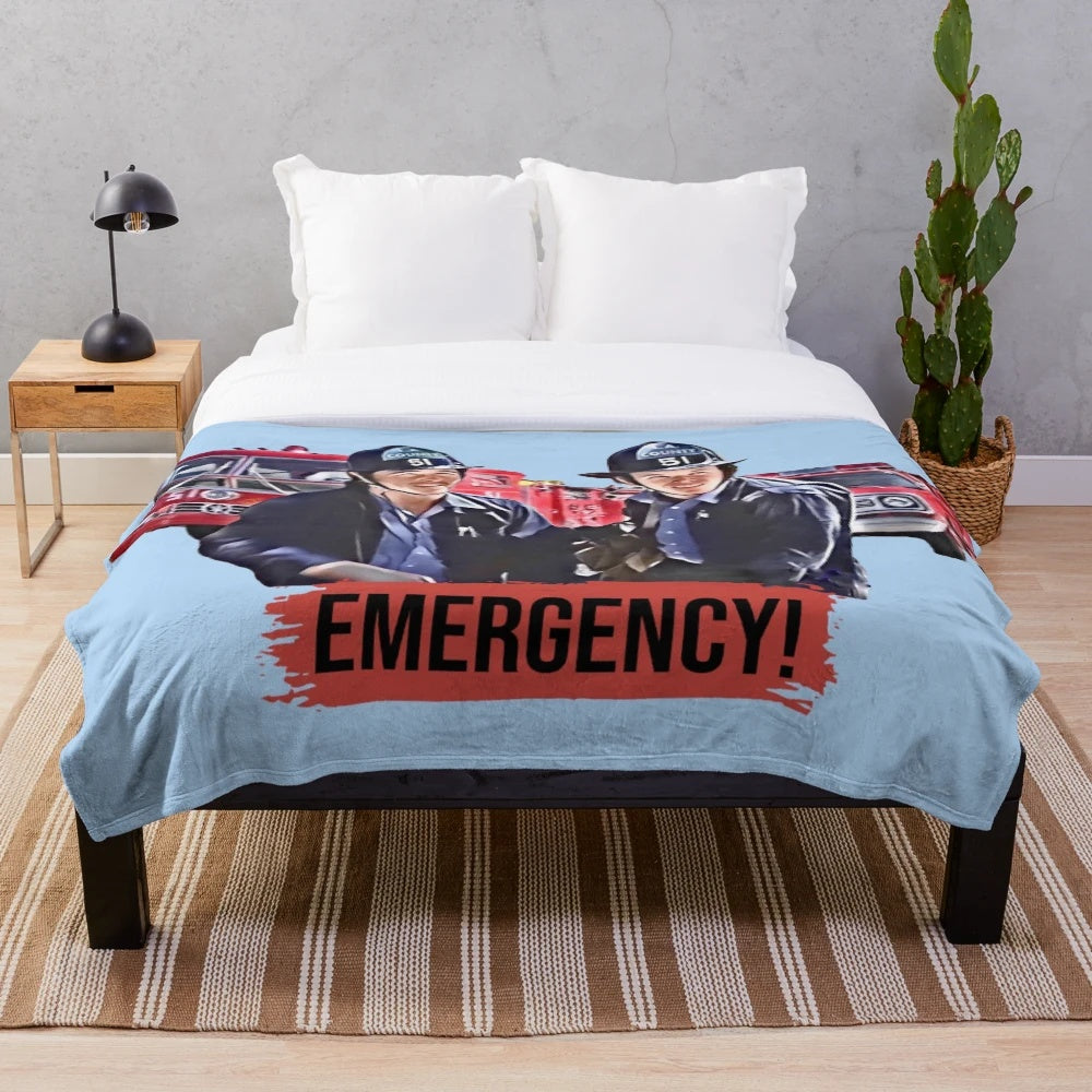 Plush blanket with paramedic-inspired design