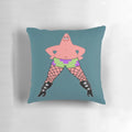 Vibrant, whimsical pillow featuring the iconic character Patrick Star from the classic Nickelodeon series Spongebob Squarepants.