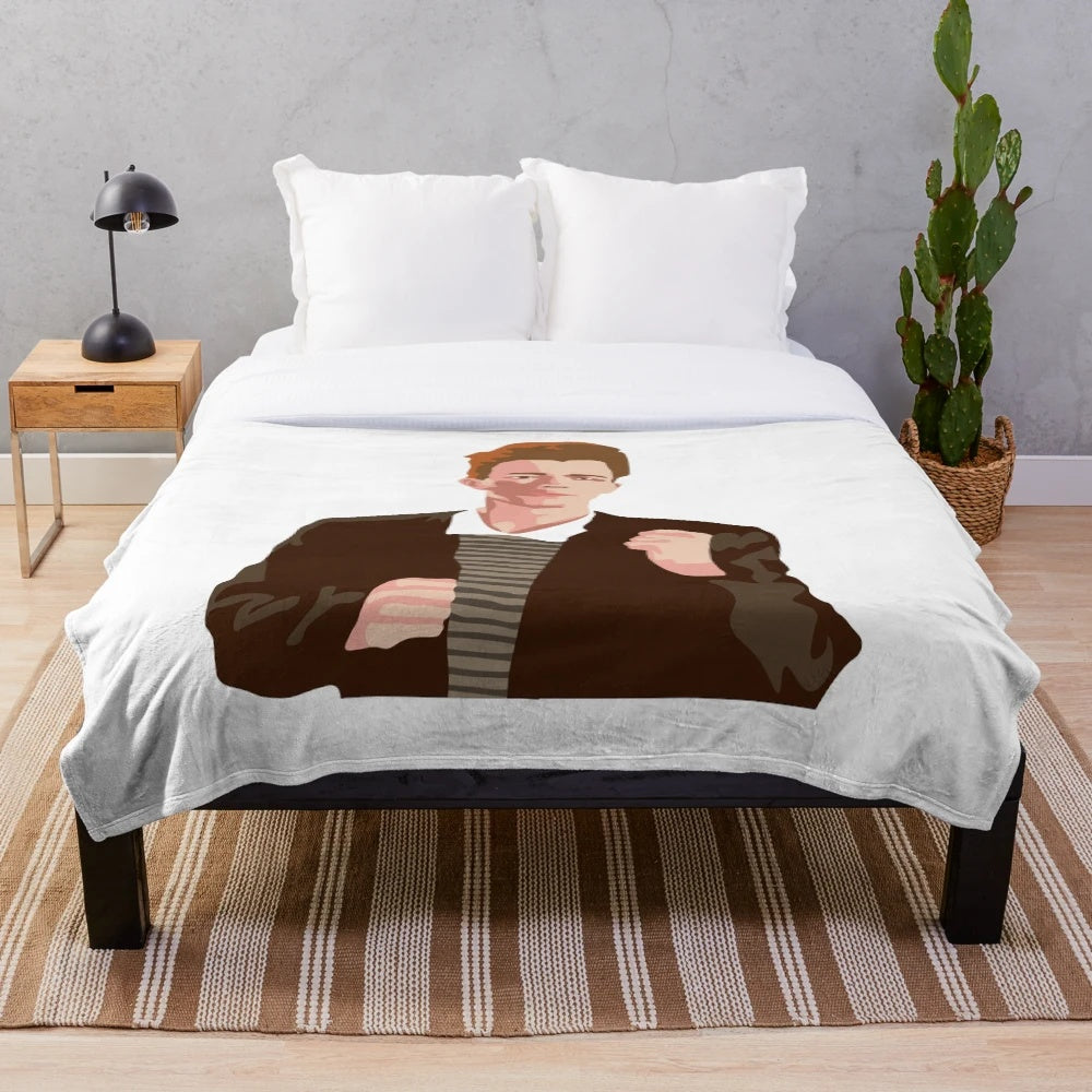 Soft, plush blanket featuring the iconic Rick Astley "Never Gonna Give You Up" meme