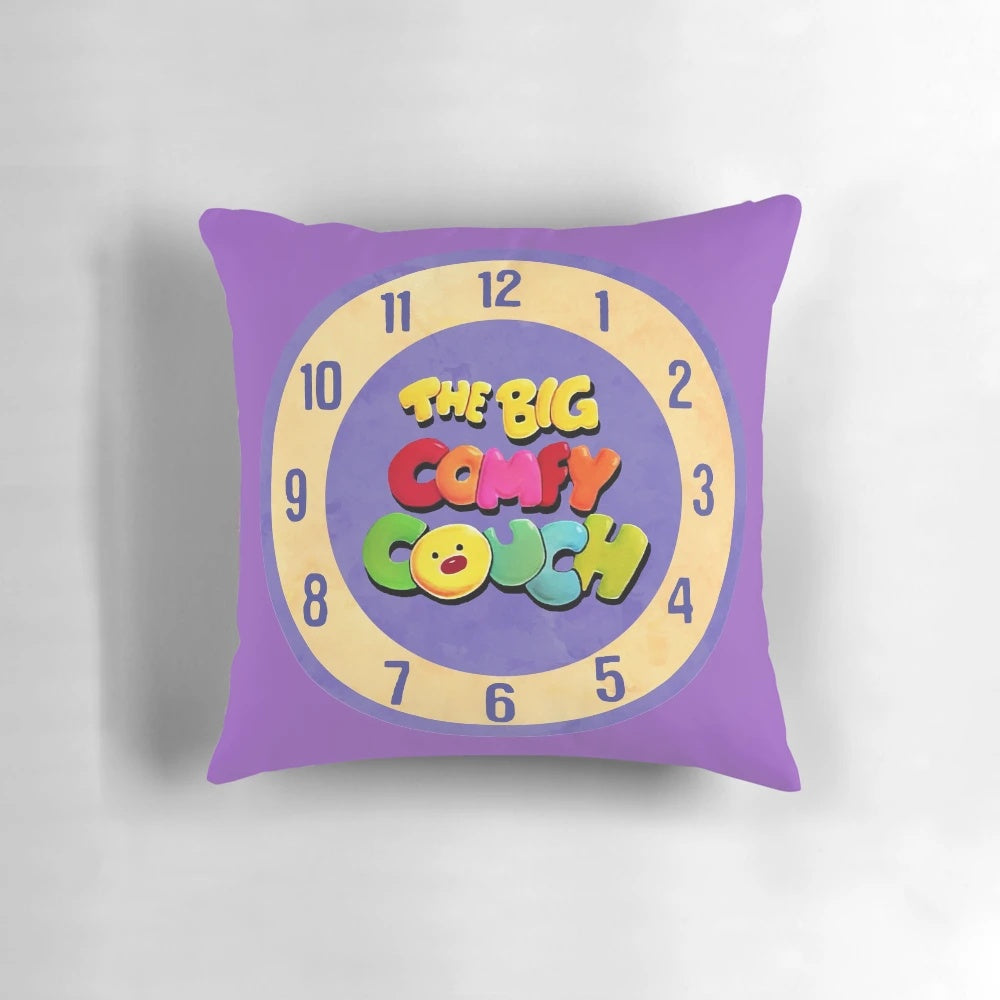 The Big Comfy Couch themed clock pillow, a nostalgic piece of 90s kids show memorabilia