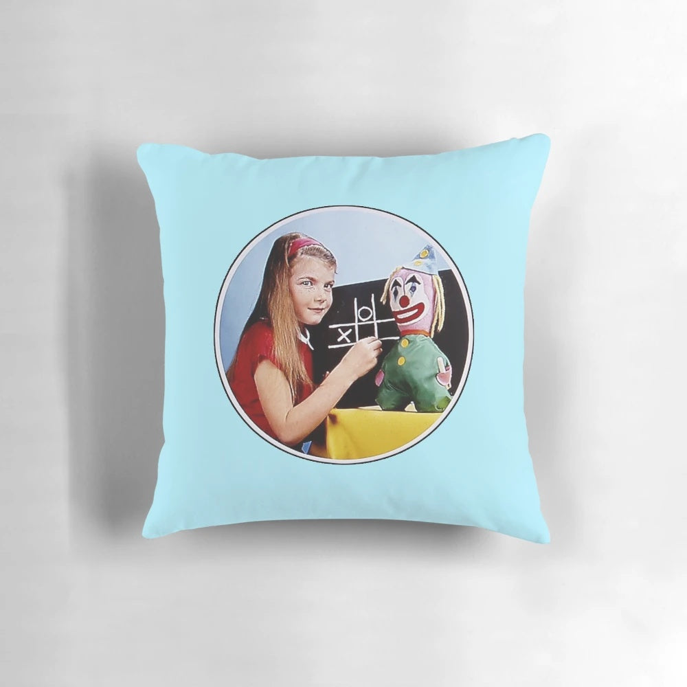 Retro-style TV test pattern pillow with classic 1960s broadcast design