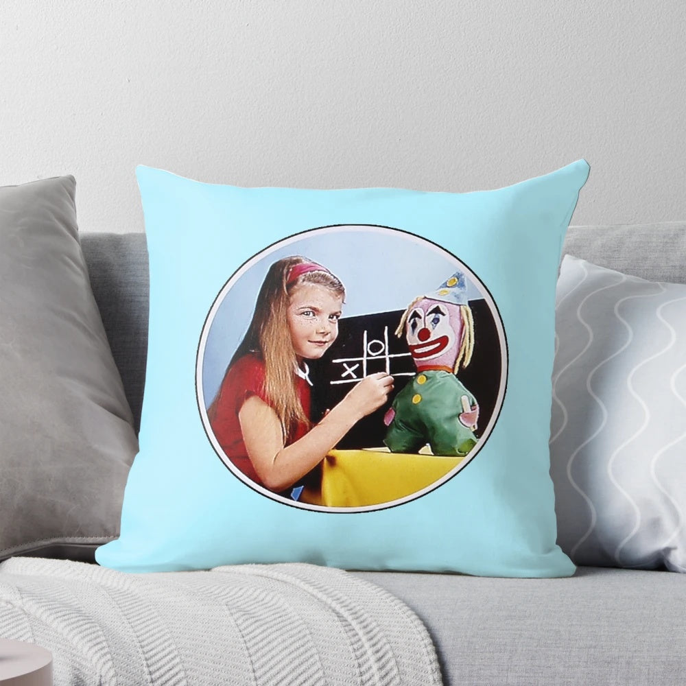 Retro-style TV test pattern pillow with classic 1960s broadcast design