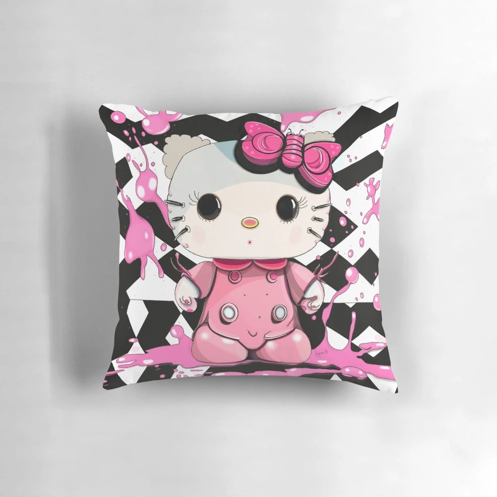 Nostalgic Whiskers Cozy Decorative Pillow with Soft Pink Butterfly Design