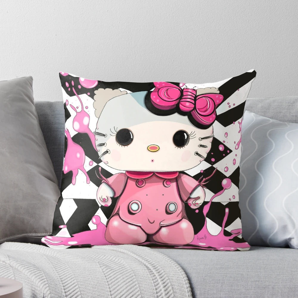Nostalgic Whiskers Cozy Decorative Pillow with Soft Pink Butterfly Design