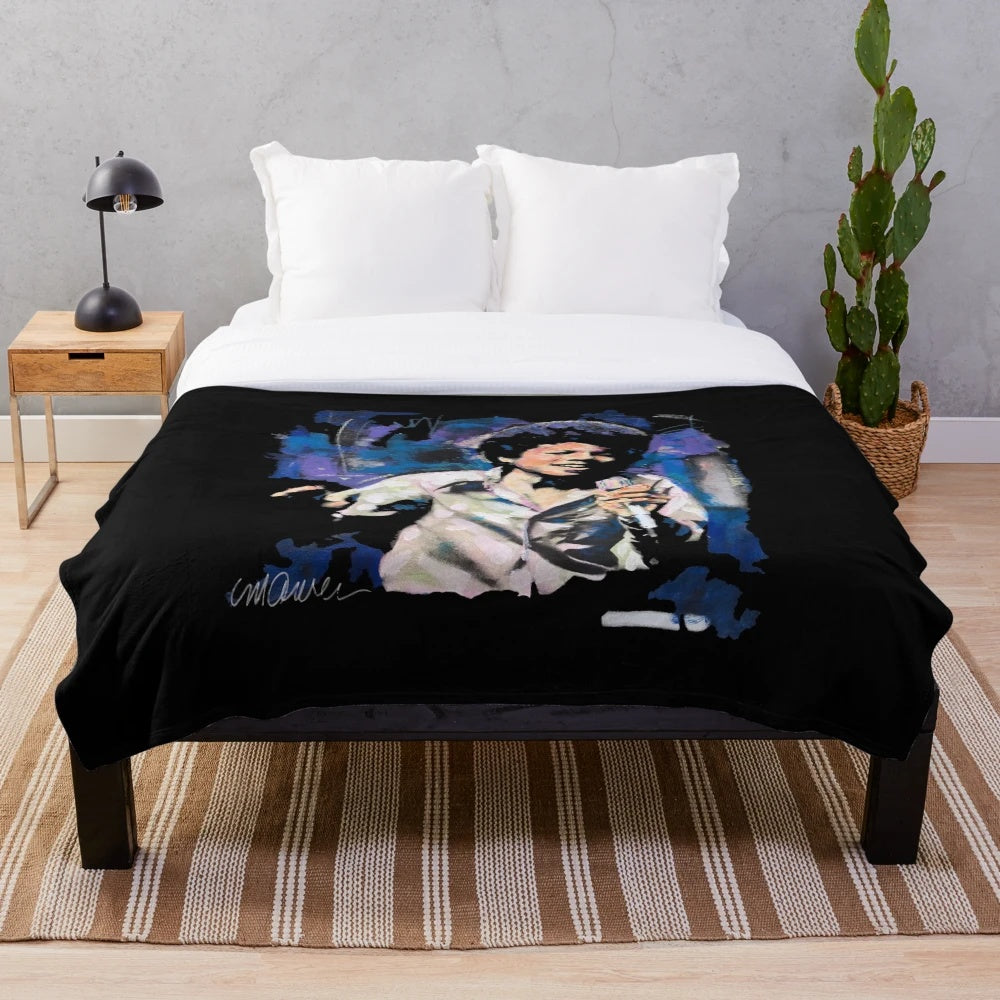 Vintage-inspired plush blanket featuring a pop art portrait of a young Michael Jackson