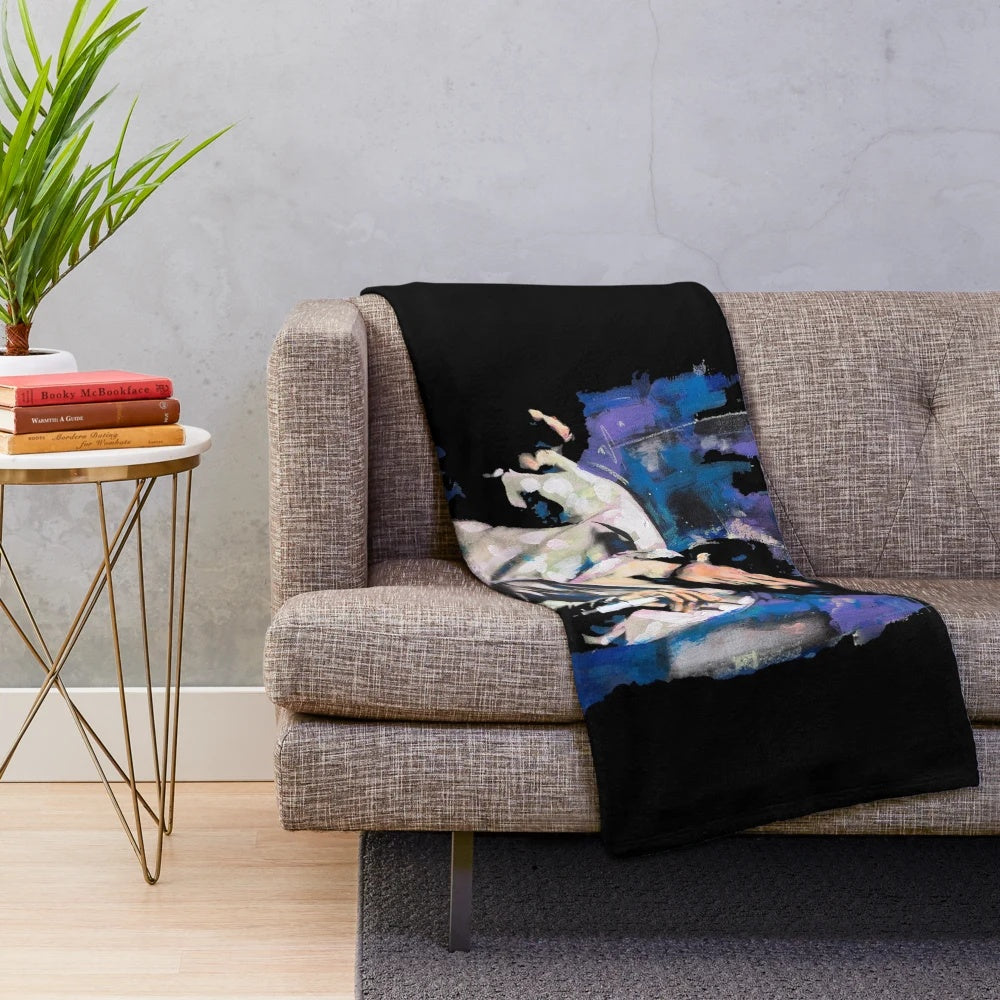 Vintage-inspired plush blanket featuring a pop art portrait of a young Michael Jackson