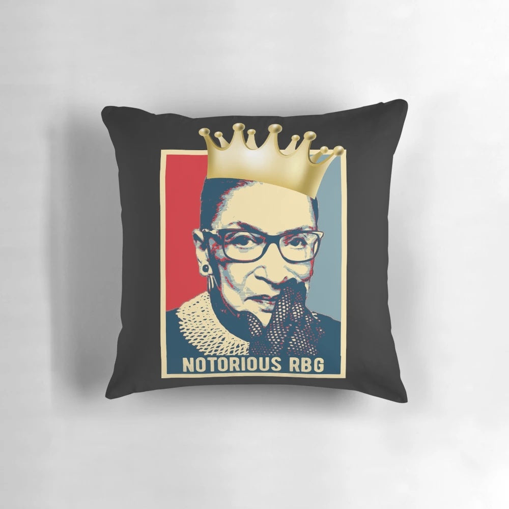 Notorious RBG Pillow featuring the portrait of the late Supreme Court Justice Ruth Bader Ginsburg