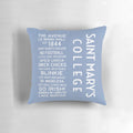 Notre Dame and Saint Mary's College inspired pillow featuring custom blue and white design