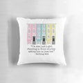 Notting Hill movie-themed pillow featuring iconic "I'm just a girl, standing in front of a boy" quote