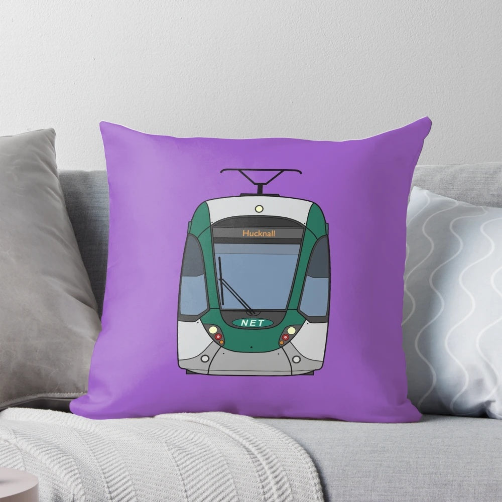 Nottingham Citadis Tram Pillow, a high-quality souvenir featuring the iconic tram of Nottingham, England.