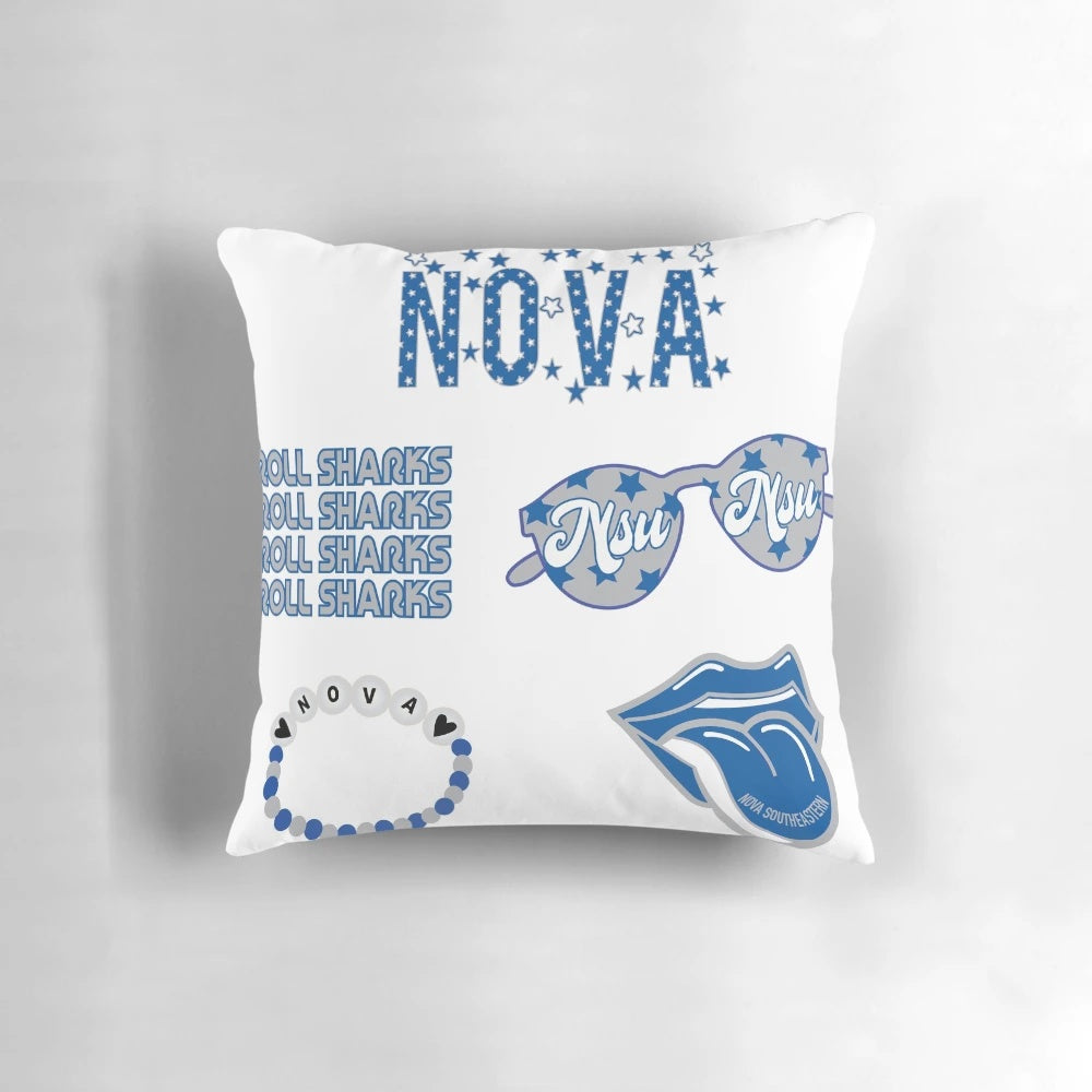 Nova Southeastern University Inspired Pillow with NSU Sharks Logo