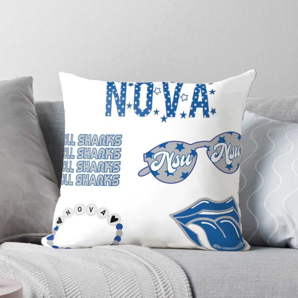 Nova Southeastern University Inspired Pillow with NSU Sharks Logo