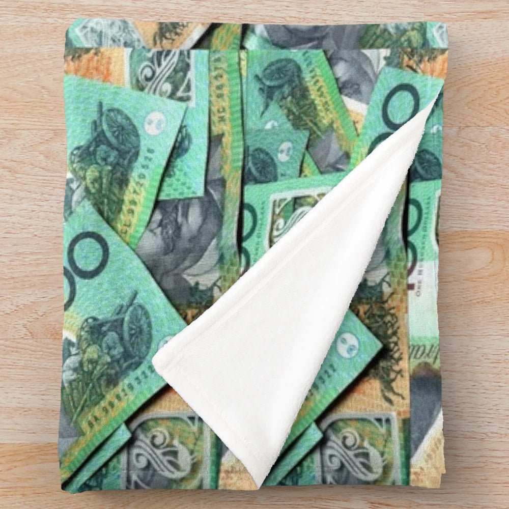Plush blanket featuring Australian $100 banknotes design