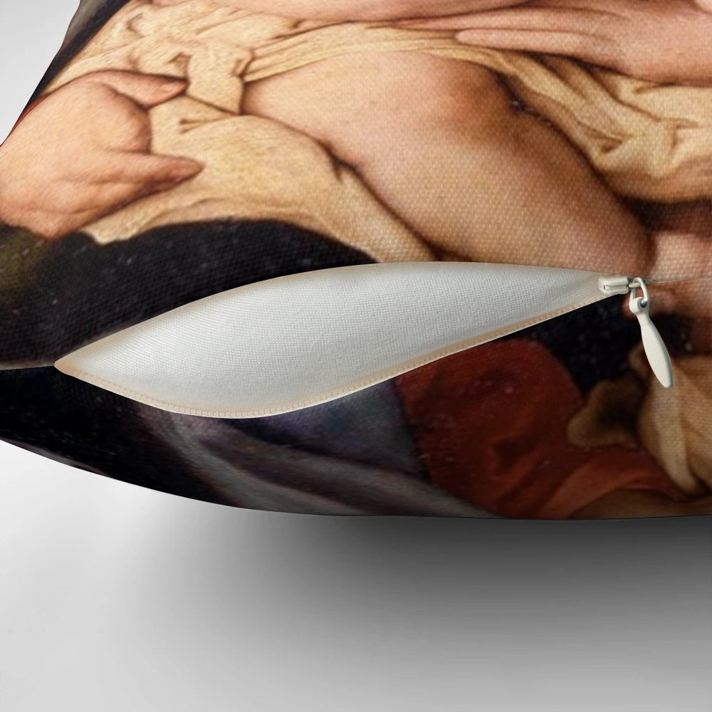 Playful baby Jesus pillow with Guy Fieri's signature look and style