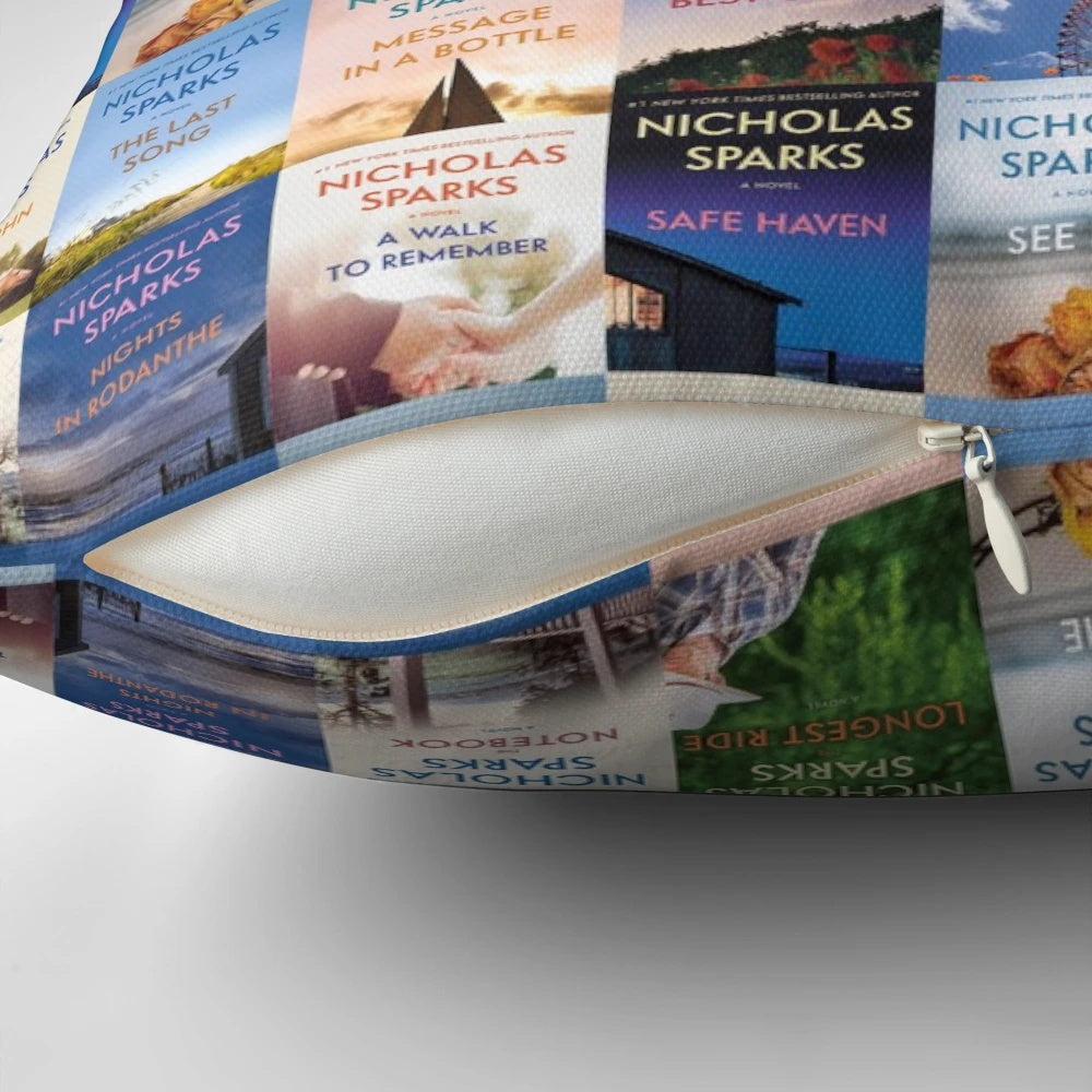 Pillow featuring artwork from classic Nicholas Sparks novel book covers