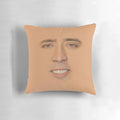 Artistic full-face image of actor Nicolas Cage printed on a soft, comfortable pillow.