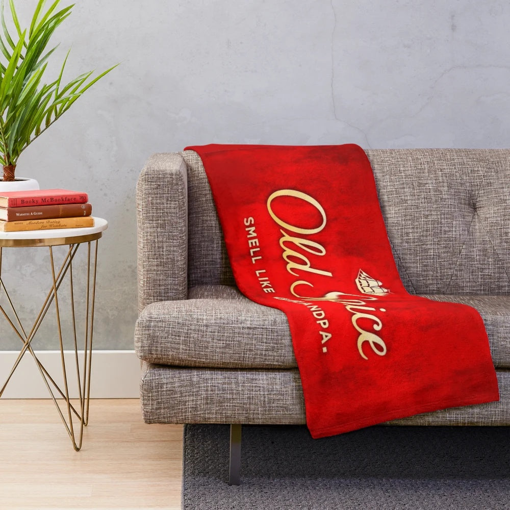 Old Spice-inspired plush blanket with humorous, honest branding