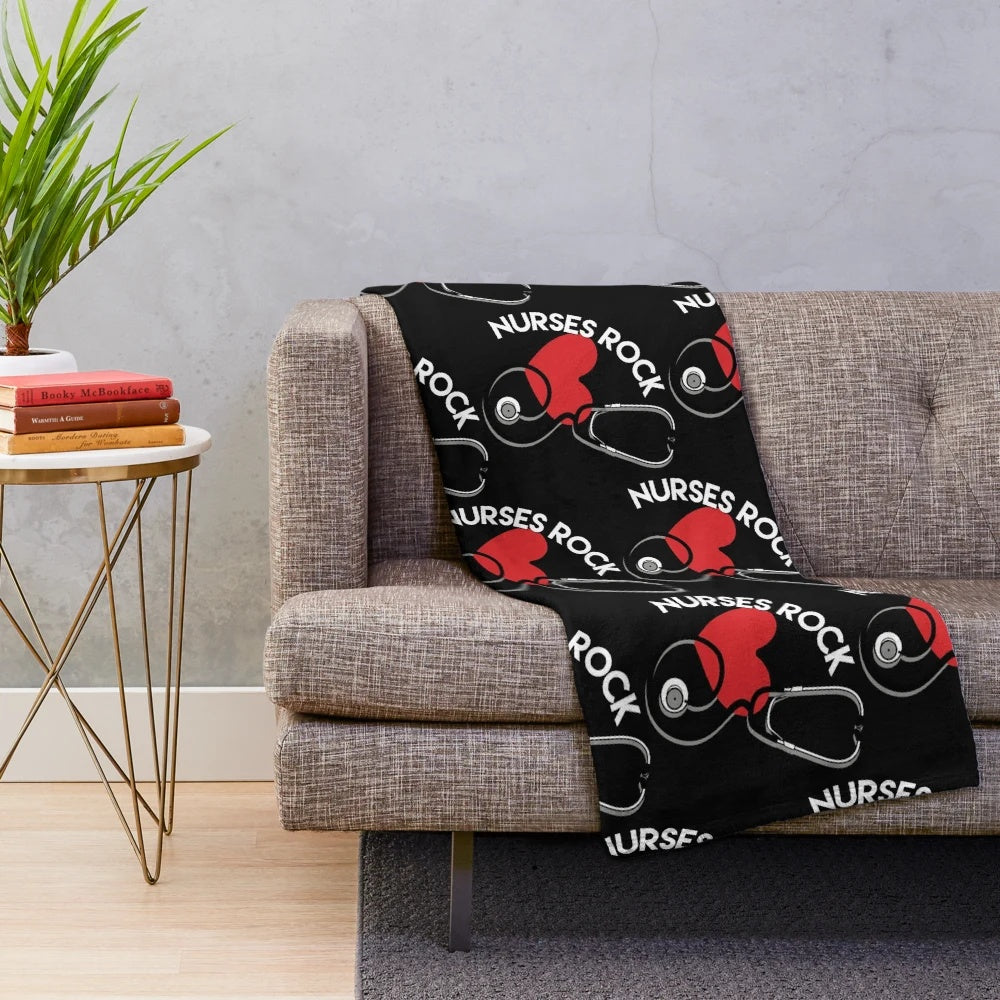 Nurses Rock Plush Blanket with Stethoscope Design