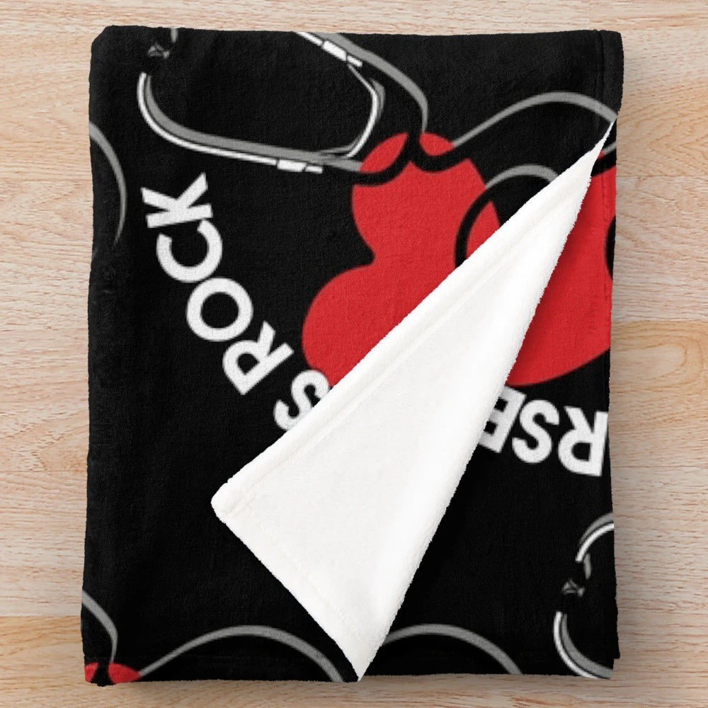 Nurses Rock Plush Blanket with Stethoscope Design